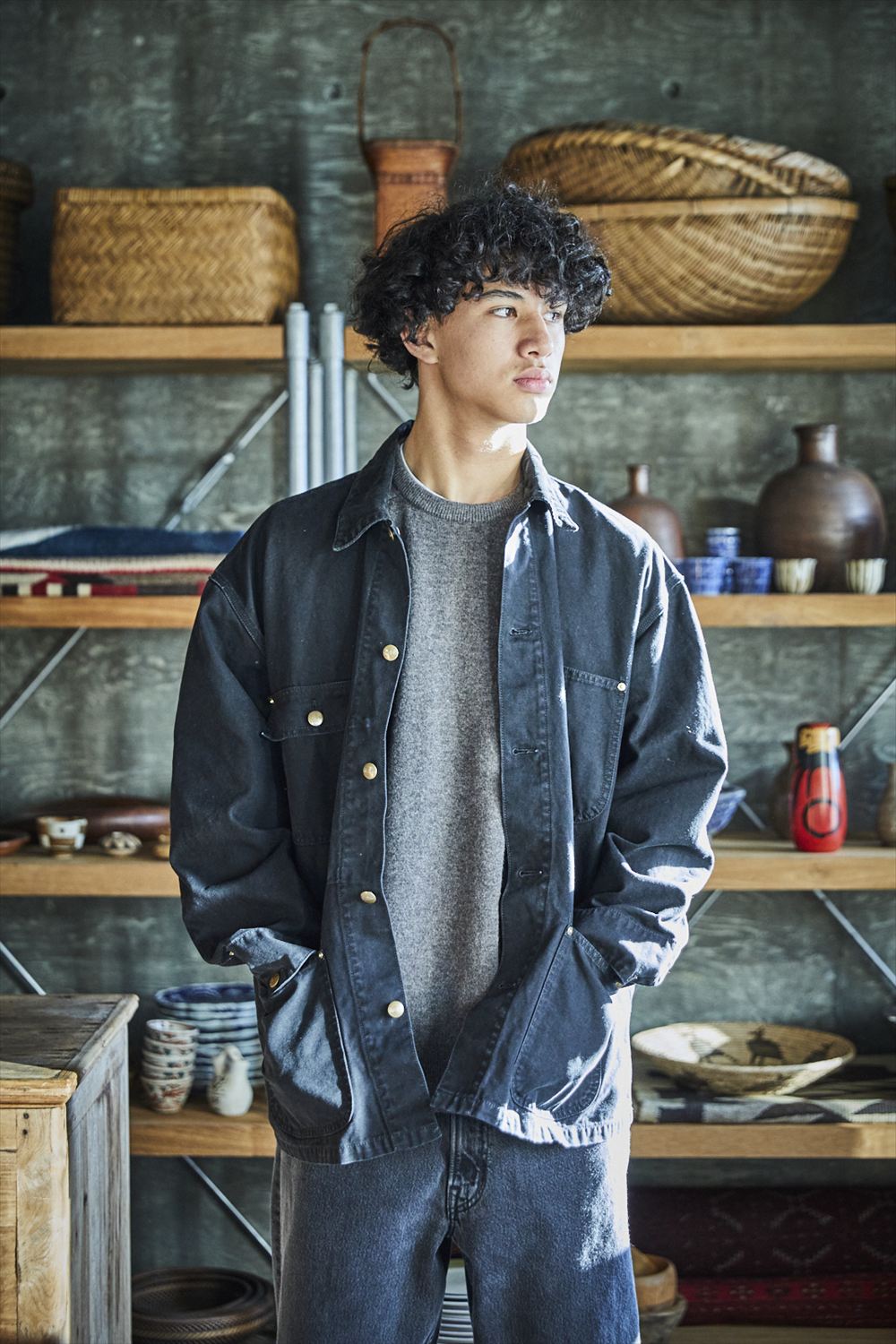 ORSLOW | RELAX FIT OXFORD COVERALL NOIR | MEADOW